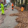 Usuwanie liści z pasów drogowych na terenie miasta Kołobrzeg